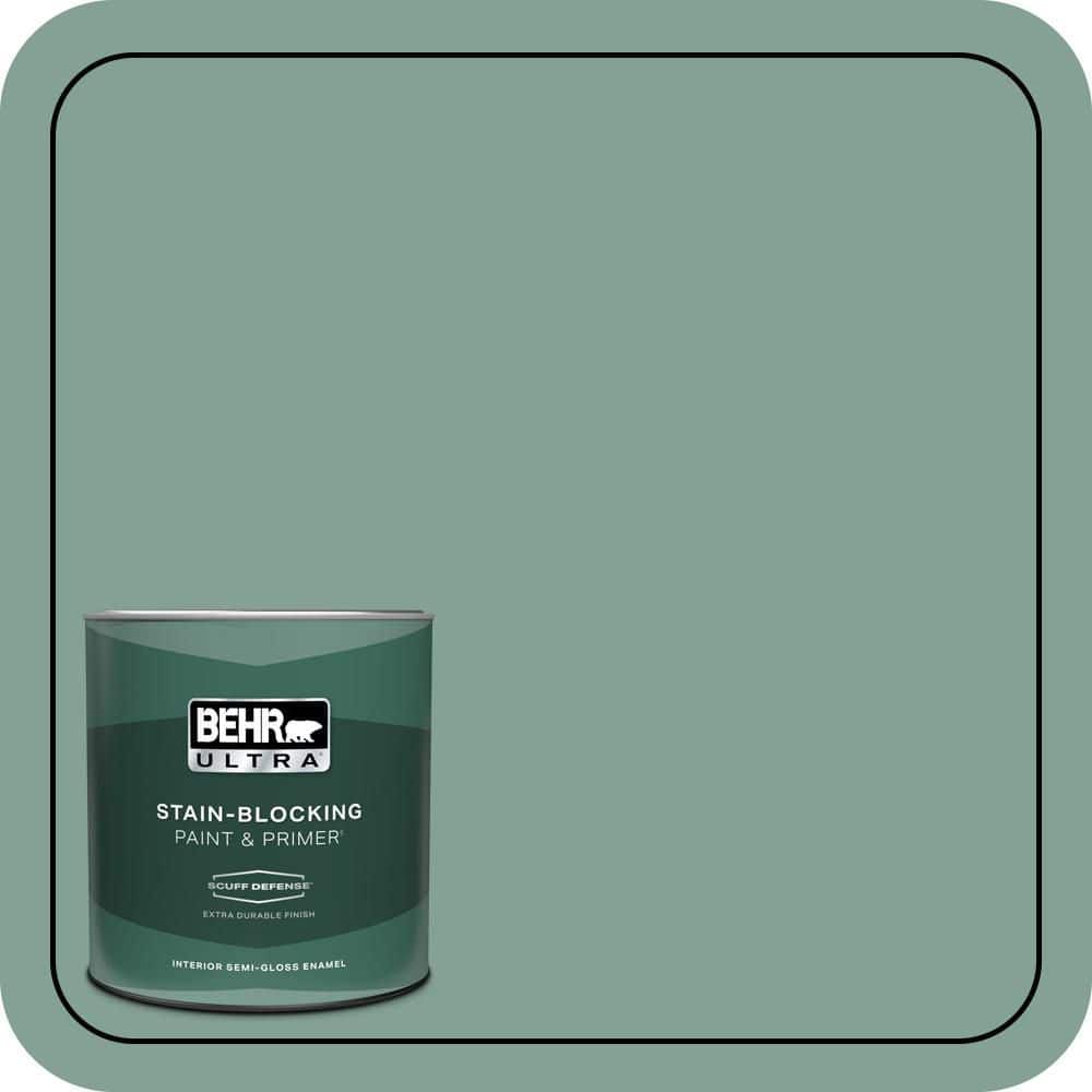 BEHR ULTRA 1 qt. #S420-4 Australian Jade Extra Durable Semi-Gloss Enamel Interior Paint & Primer