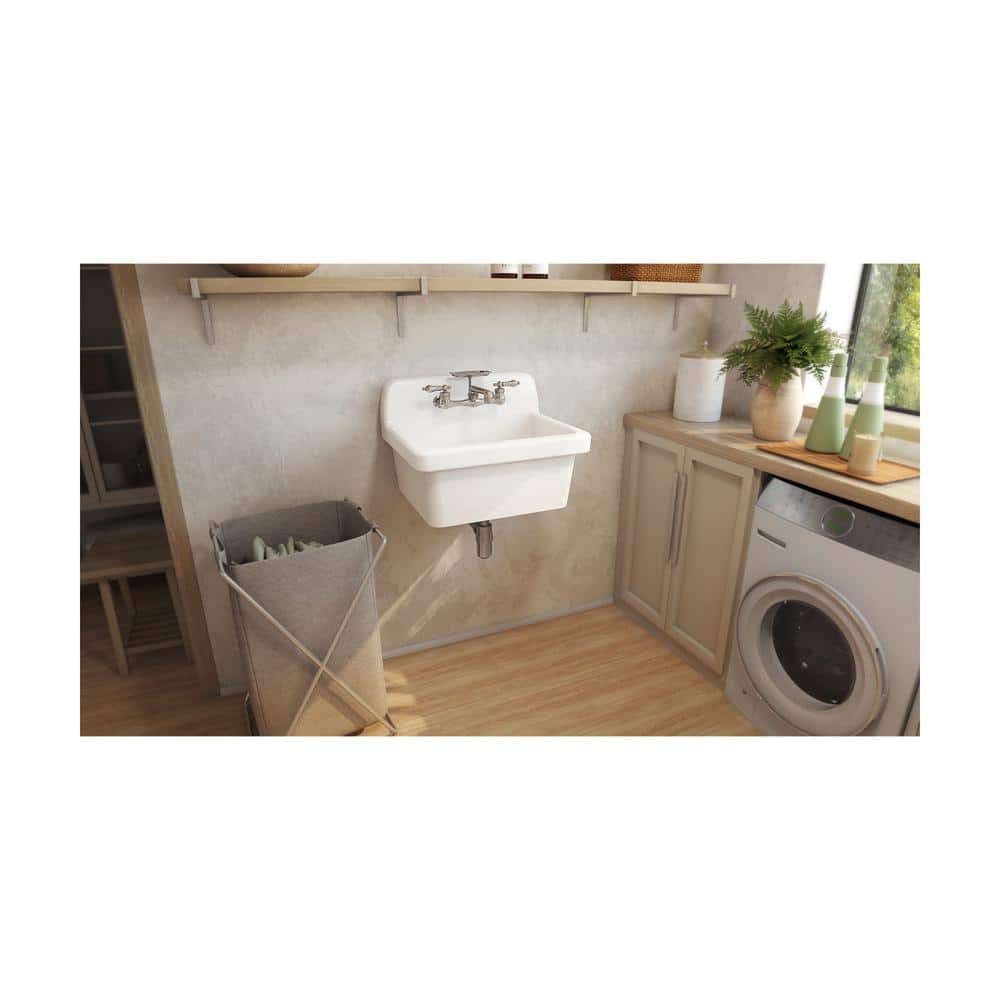 DreamLine Sapphire 24 in. W x 19 in. H Porcelain Wall Mount Laundry/Utility Sink in White (2)