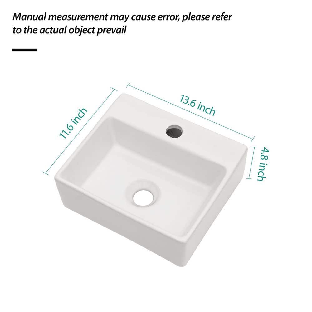 Dueyeeri 4.8 in. Ceramic Wall-Mounted Rectangular Bathroom Sink in White (2)