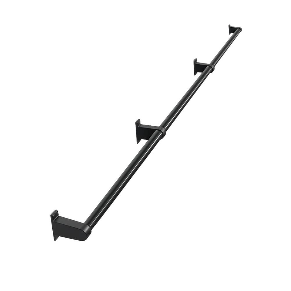 Afoxsos 12 ft. Black Aluminum Metal Hand Rails Indoor Outdoor Stairs Wall Mount Staircase Handrail Industrial Style (1)