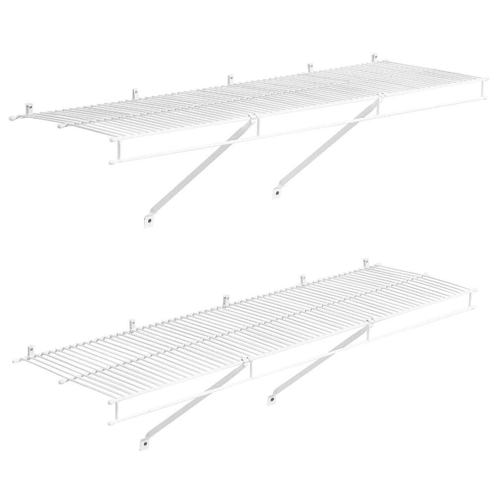 Volenca Wall-Mount Wire Shelf Kit, 4 ft, Set of 2, Heavy-Duty Carbon Steel, Closet/Pantry Floating Shelves (3)