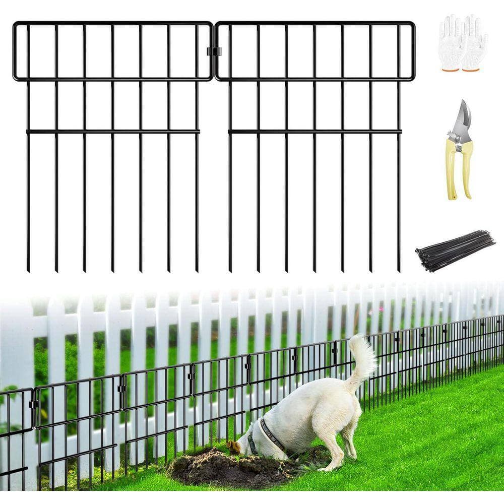 KIWDZFU 19 Panels Animal Barrier Fence No Dig 20.6 ft. x 17 in Decorative Garden Edging Rustproof Metal Fences for Yard Lawn (3)