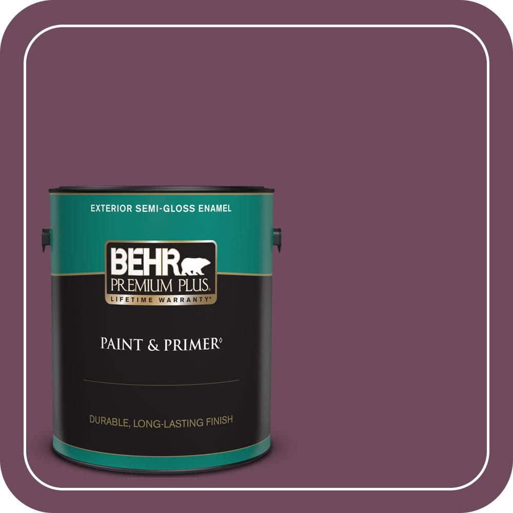 BEHR PREMIUM PLUS 1 gal. #MQ1-39 Prussian Plum Semi-Gloss Enamel Exterior Paint & Primer