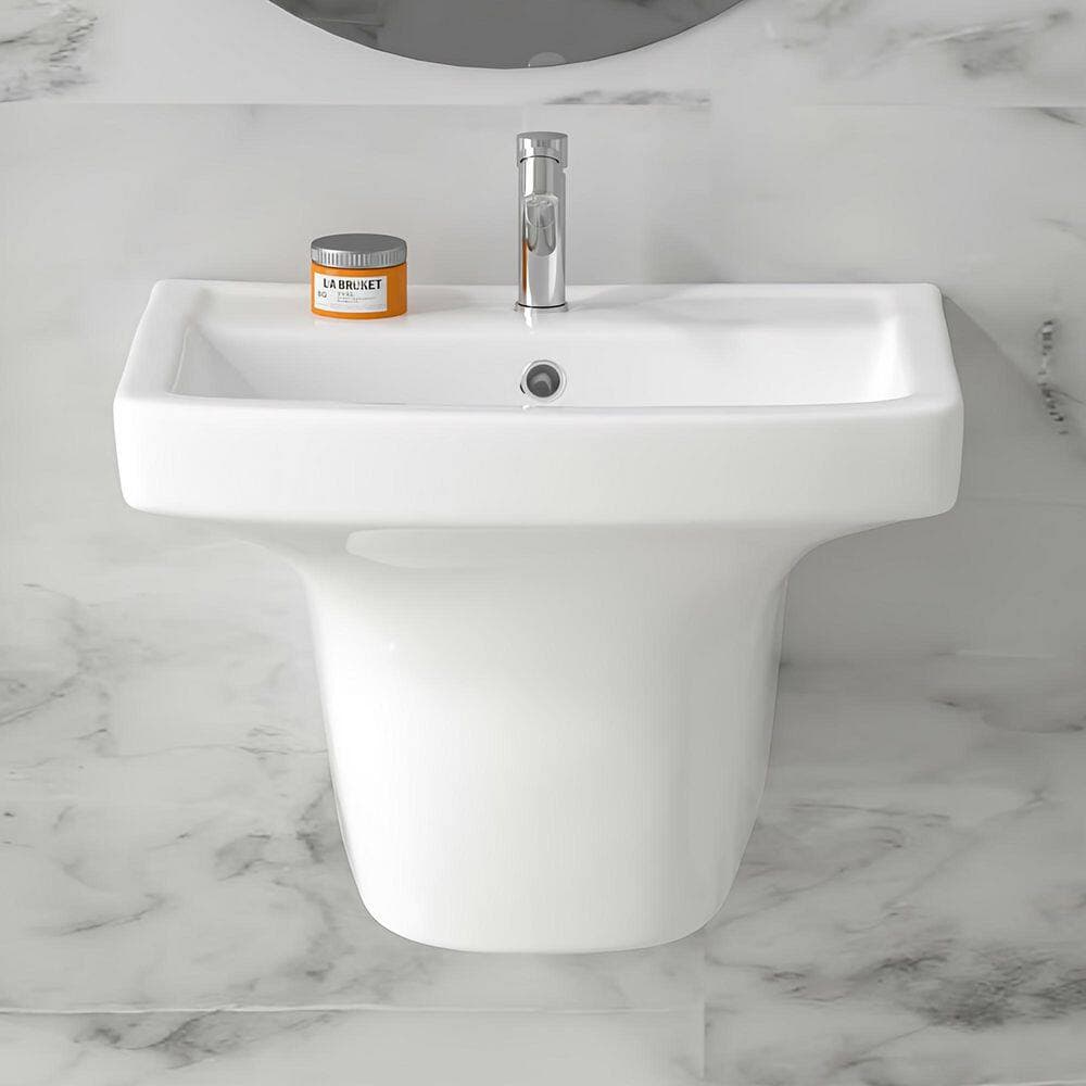 HOMLYLINK 21.3 in. W x 17.5 in. D x 15.3 in. H Wall-Mounted Rectangular Bathroom Sink in White Vitreous China with Overflow (3)