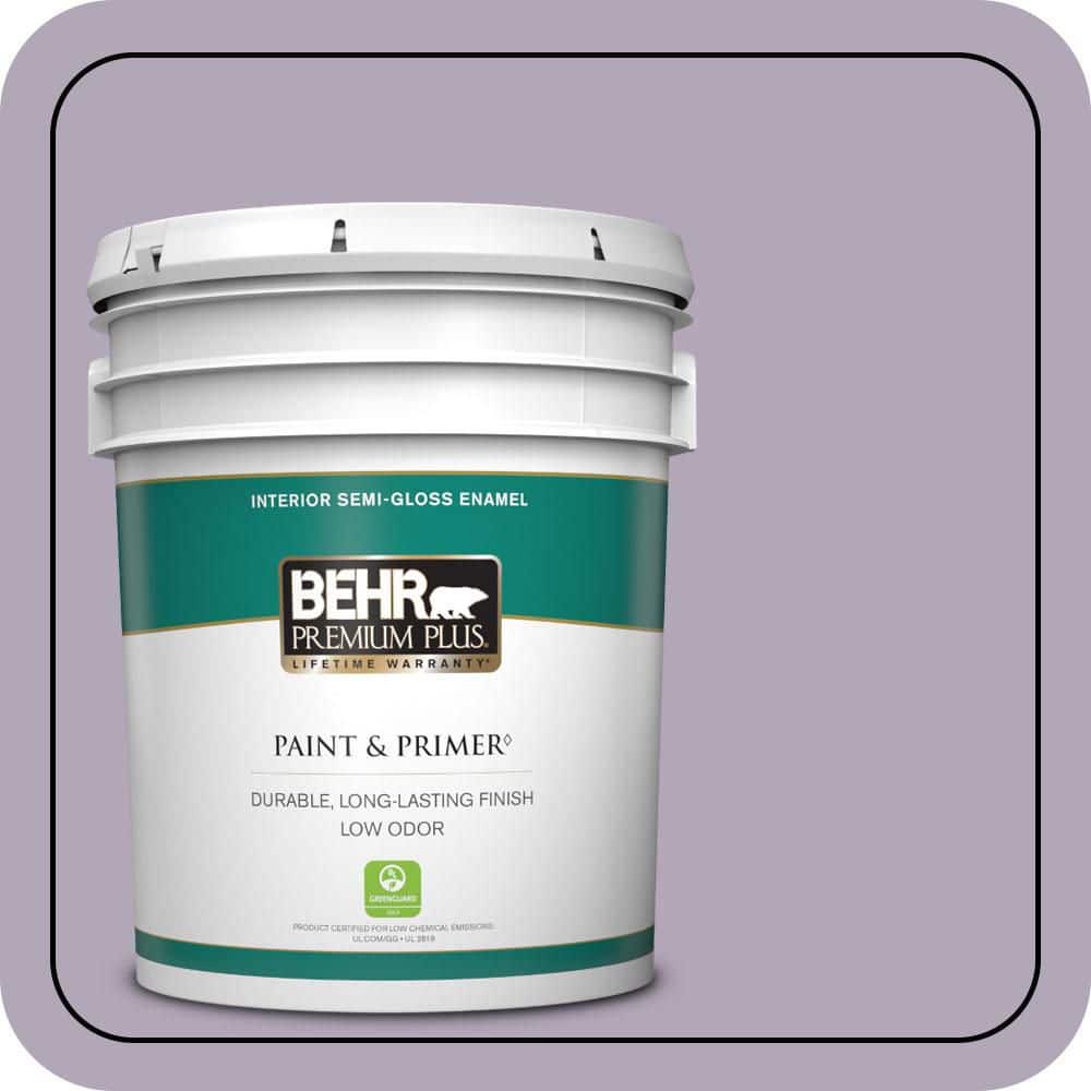 BEHR PREMIUM PLUS 5 gal. #660F-4 Plum Frost Semi-Gloss Enamel Low Odor Interior Paint & Primer