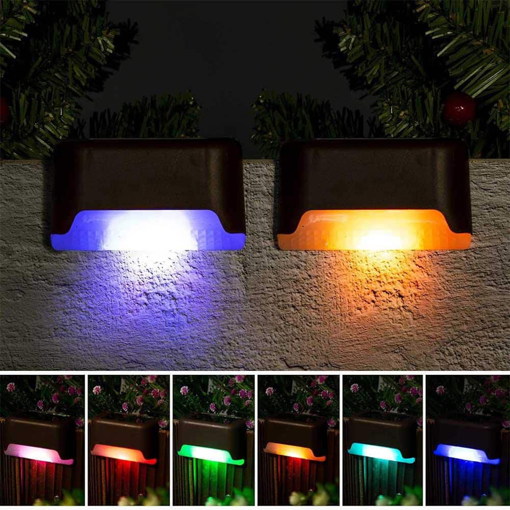 Afoxsos Color Changing Solar Deck Pool Side Lights Waterproof LED Outdoor Lamp Black 16 Pack for Stairs Fence Patio Yard Decor (2)