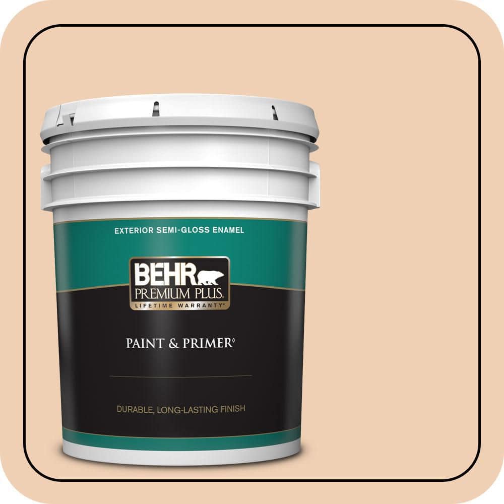 BEHR PREMIUM PLUS 5 gal. #PPU3-07 Pale Coral Semi-Gloss Enamel Exterior Paint & Primer