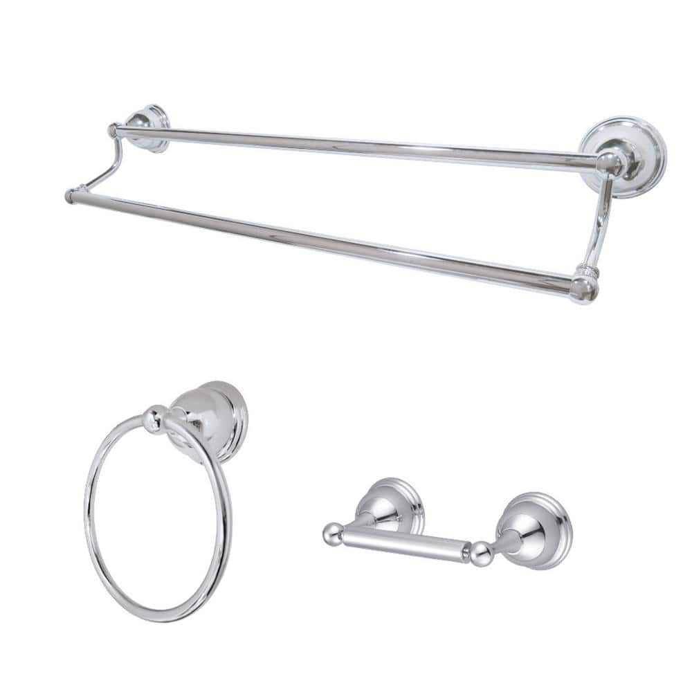 Kingston Brass Traditional 3-Piece Bath Hardware Set in Polished Chrome