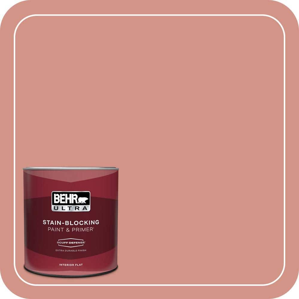 BEHR ULTRA 1 qt. #T15-20 Peach Preserve Extra Durable Flat Interior Paint & Primer