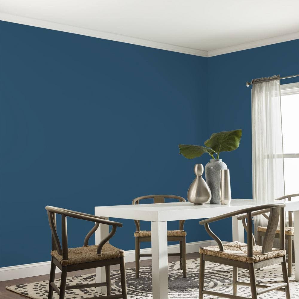 Glidden Diamond 1 qt. PPG1155-7 Blue Lava Satin Interior Paint with Primer (4)