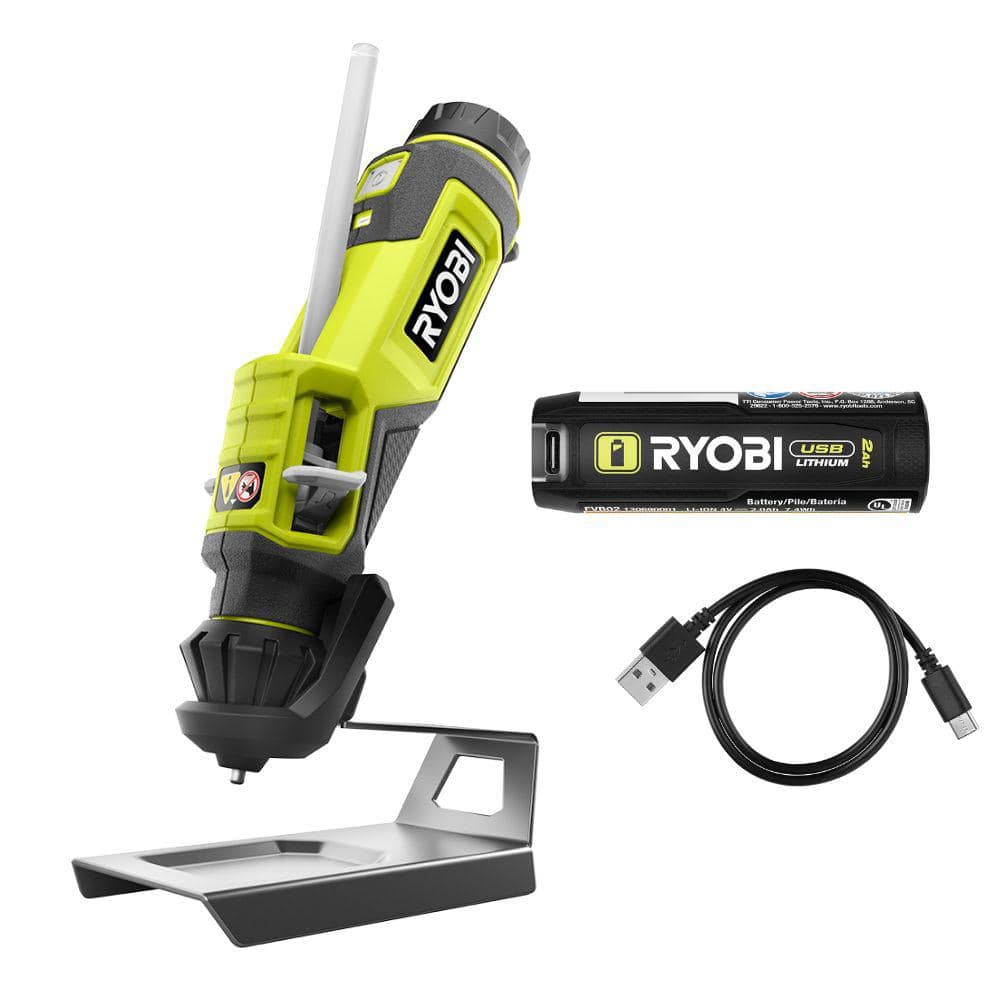 RYOBI USB Lithium Glue Pen Kit with 2.0 Ah USB Lithium Battery and Charging Cable