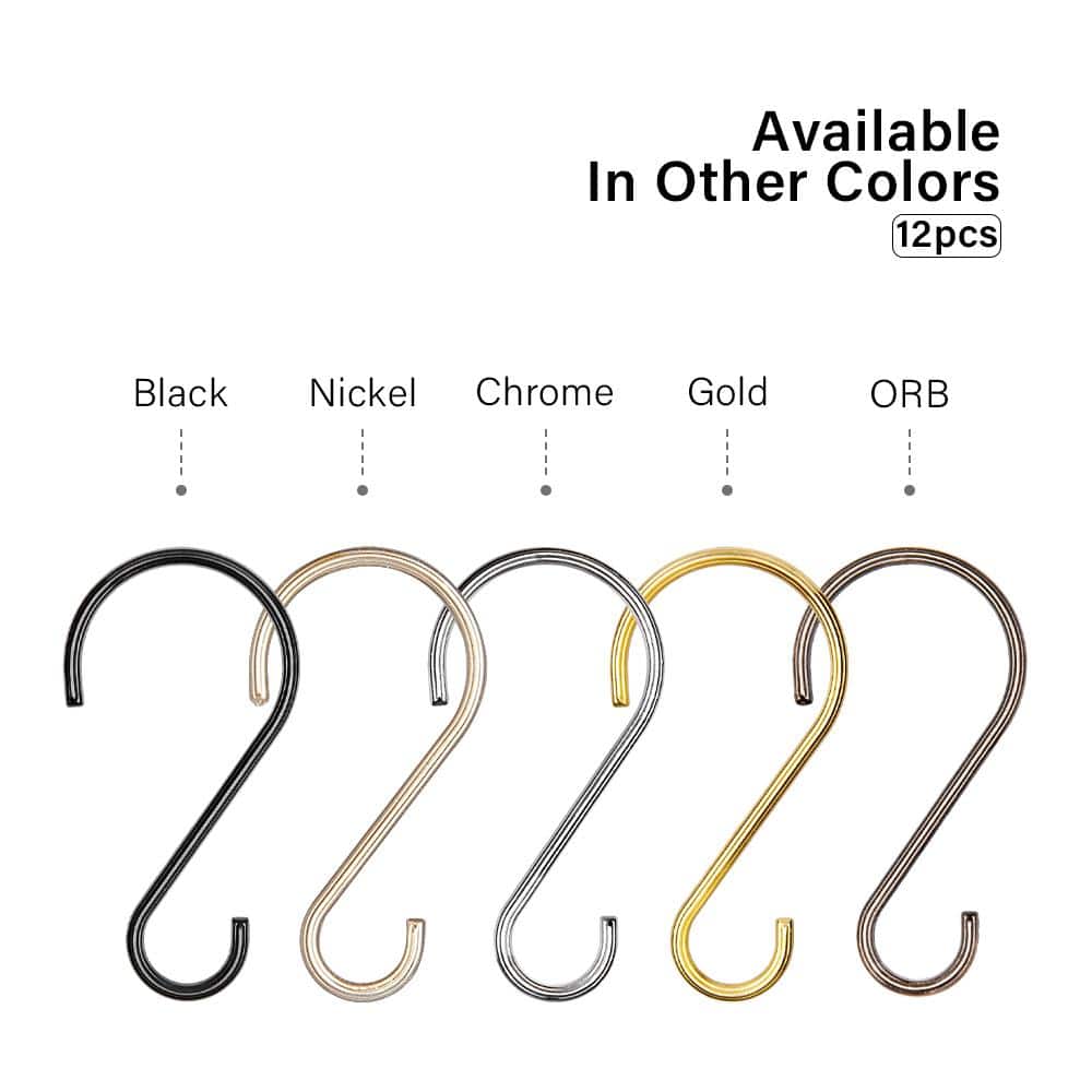 Utopia Alley Shower Rings, Rustproof Zinc Shower Curtain Hooks Rings, S Shaped Hooks for Shower Curtains in Brushed Nickel (3)