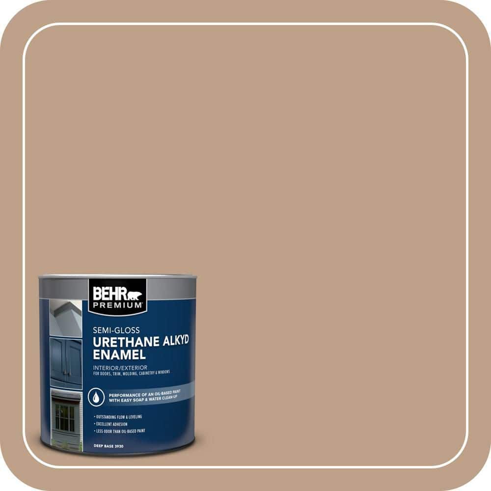 BEHR PREMIUM 1 qt. #AE-10 Deer Brown Semi-Gloss Enamel Urethane Alkyd Interior/Exterior Paint (1)