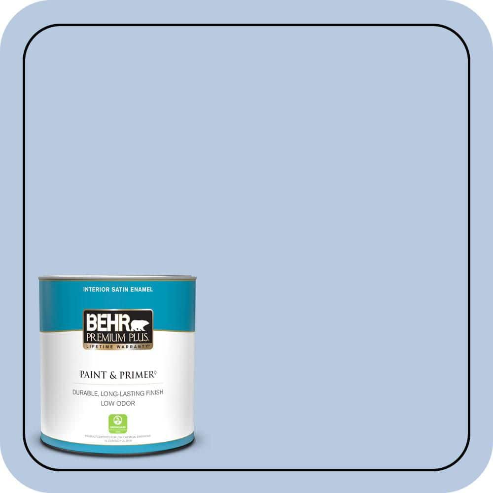 BEHR PREMIUM PLUS 1 qt. #590C-3 Mystic River Satin Enamel Low Odor Interior Paint & Primer