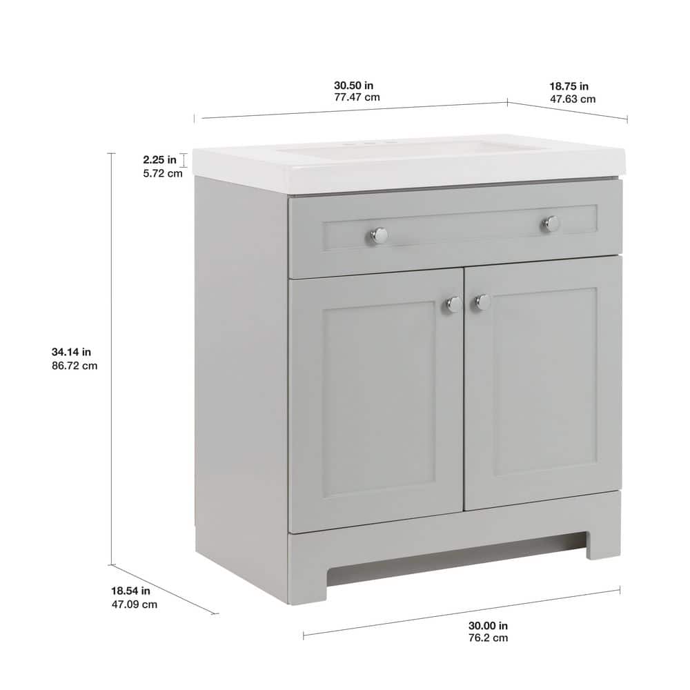 Glacier Bay Everdean 31 in. Single Sink Pearl Gray Freestanding Bath Vanity with White Cultured Marble Top (Assembled) (4)