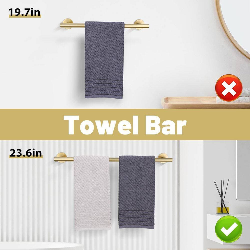 Anqtovp 10-Piece Bathroom Hardware Set with Towel Bars, Towel Rings, Toilet Paper Holders and Robe Hooks in Brushed Gold (3)