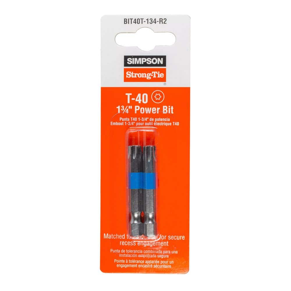 Simpson Strong-Tie 1-3/4 in. T-40 6-Lobe Drive Power Bit (2-Quantity)