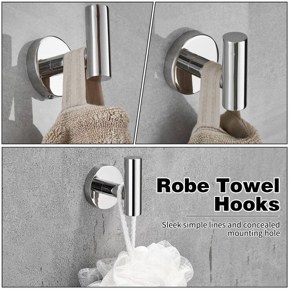 Wudkey 10-Piece Bathroom Hardware Set, Bathroom Hardware Set Included 16 in. Towel Bar, Toilet Paper Holder, Ring and Hooks (3)