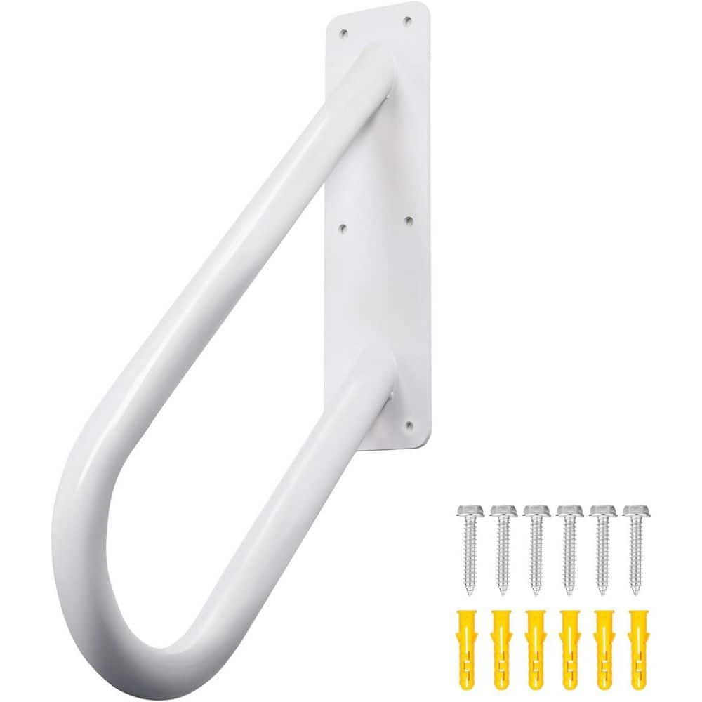 Afoxsos 18 in. Heavy Duty Metal Outdoor Handrails U-Shaped White Powder Coated for Exterior Steps Wall Mounted Staircase (1)