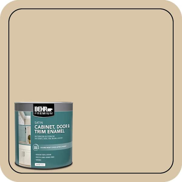 BEHR PREMIUM 1 qt. #MQ2-23 Almond Butter Satin Enamel Interior/Exterior Cabinet, Door & Trim Paint (2)