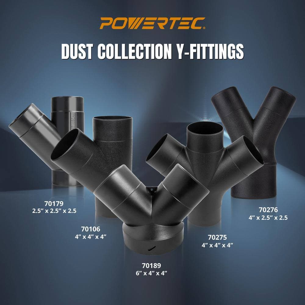 POWERTEC 4 in. x 2-1/2 in. Y-Fitting Dust Collector for Dust Collection Systems (2)