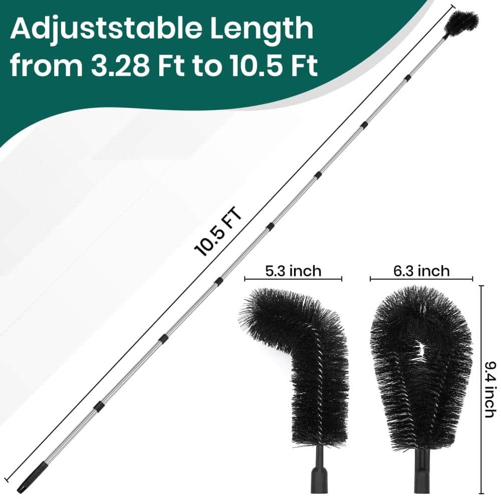 Unbranded 10.5 ft Gutter Cleaning Brush with Adjustable Pole and Replaceable Head for Roof Gutter Leaves and Debris Removal (3)