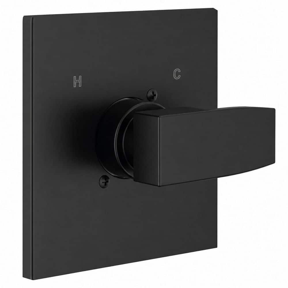 Wudkey 1-Piece Shower Valve Trim Kit in Matte Black, 6.5 in. Square Shower Trim Plate, Cartridge and Valves Not Included (1)