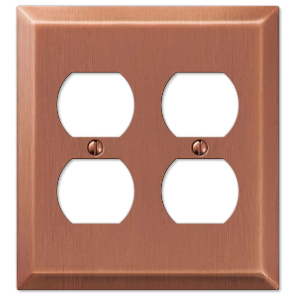 AMERELLE Metallic 2 Gang Duplex Outlet Steel Wall Plate - Antique Copper