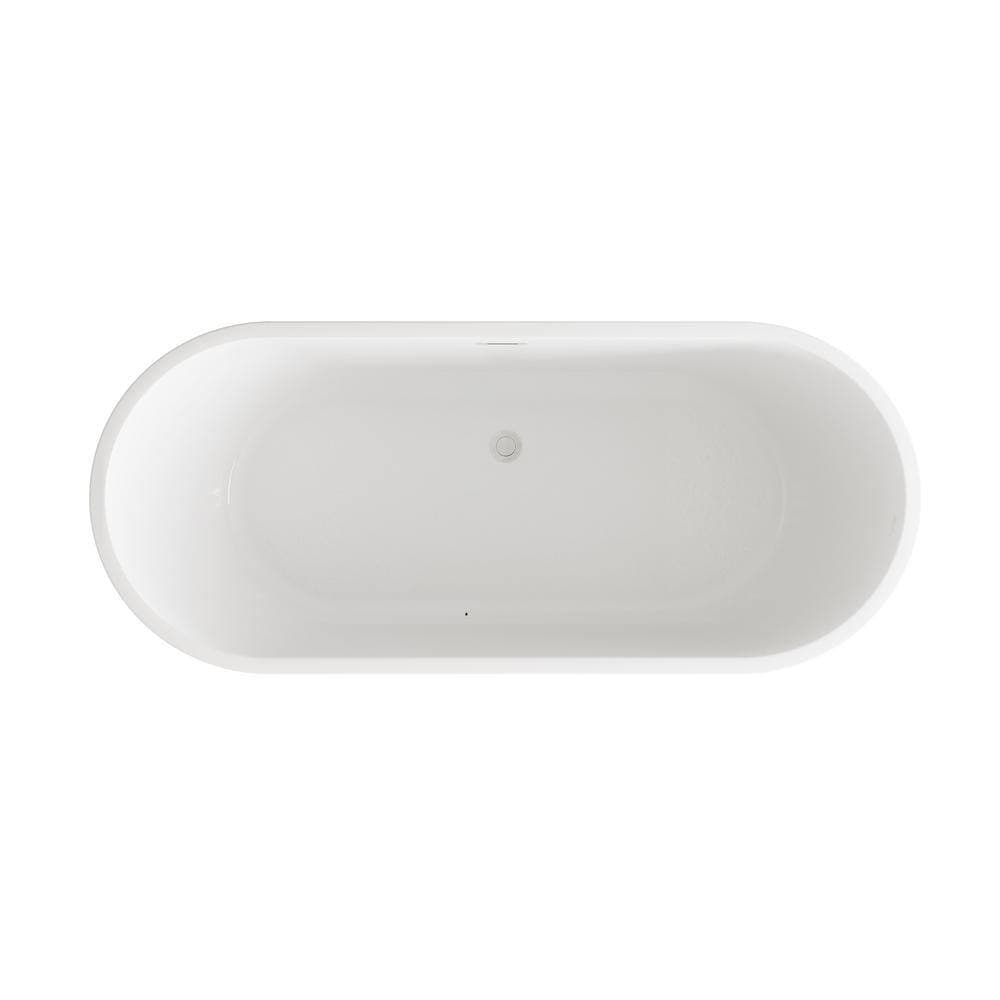 Unbranded Timeless Home 71 in. x 31 in. Soaking Bathtub with Center Drain in Glossy White with Brushed Nickel Trim (2)