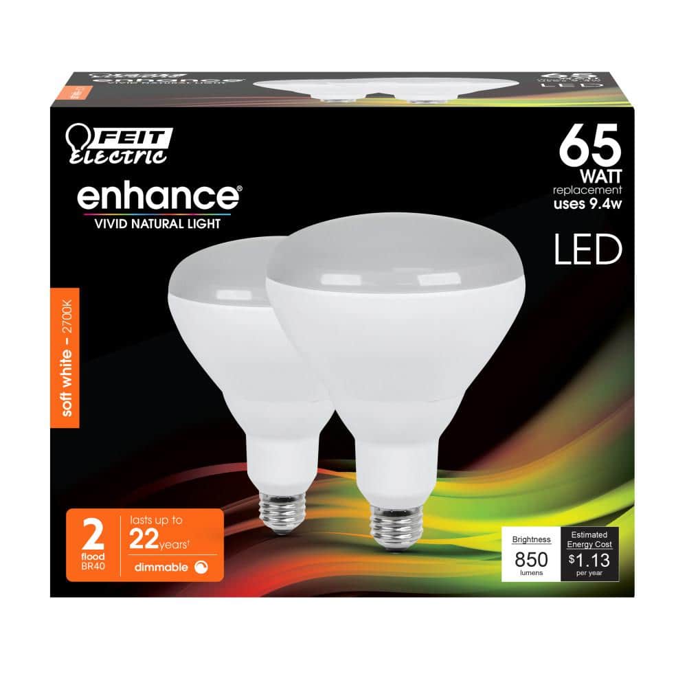 Feit Electric 65-Watt Equivalent BR40 Dimmable CEC Title 20 90+ CRI E26 Flood LED Light Bulb, Soft White 2700K (2-Pack) (4)