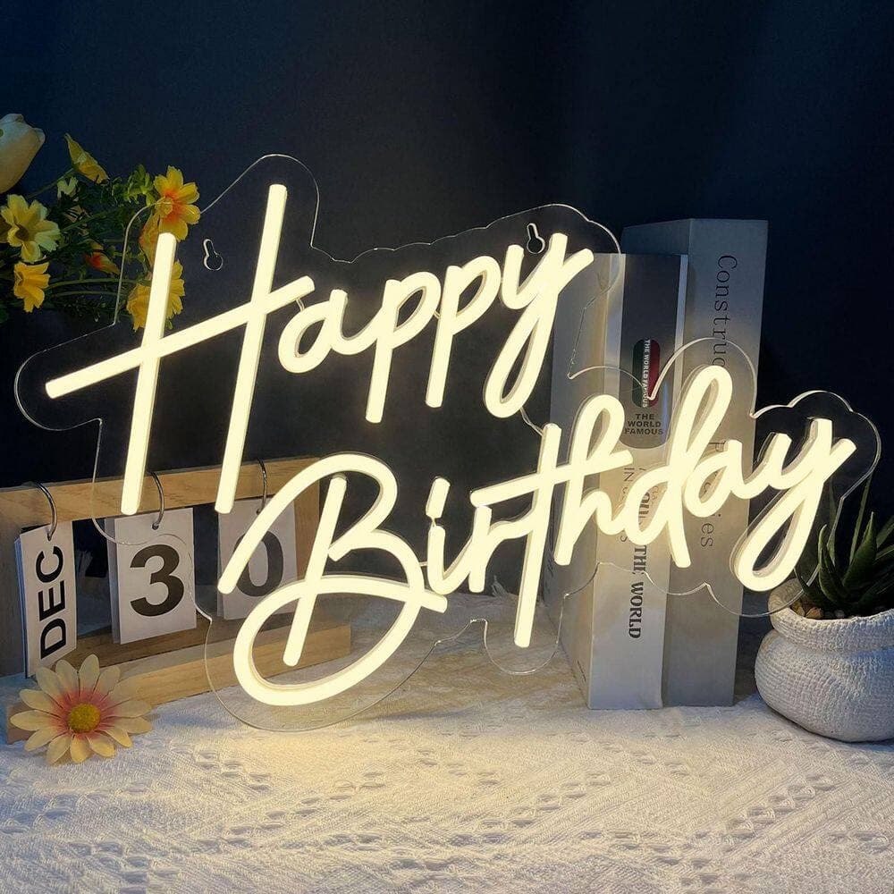 Afoxsos 1-Pack Warm White LED Neon Sign Art Series Acrylic PVC Neon Light Birthday Party Wall Decor Neon Light Sign (2)