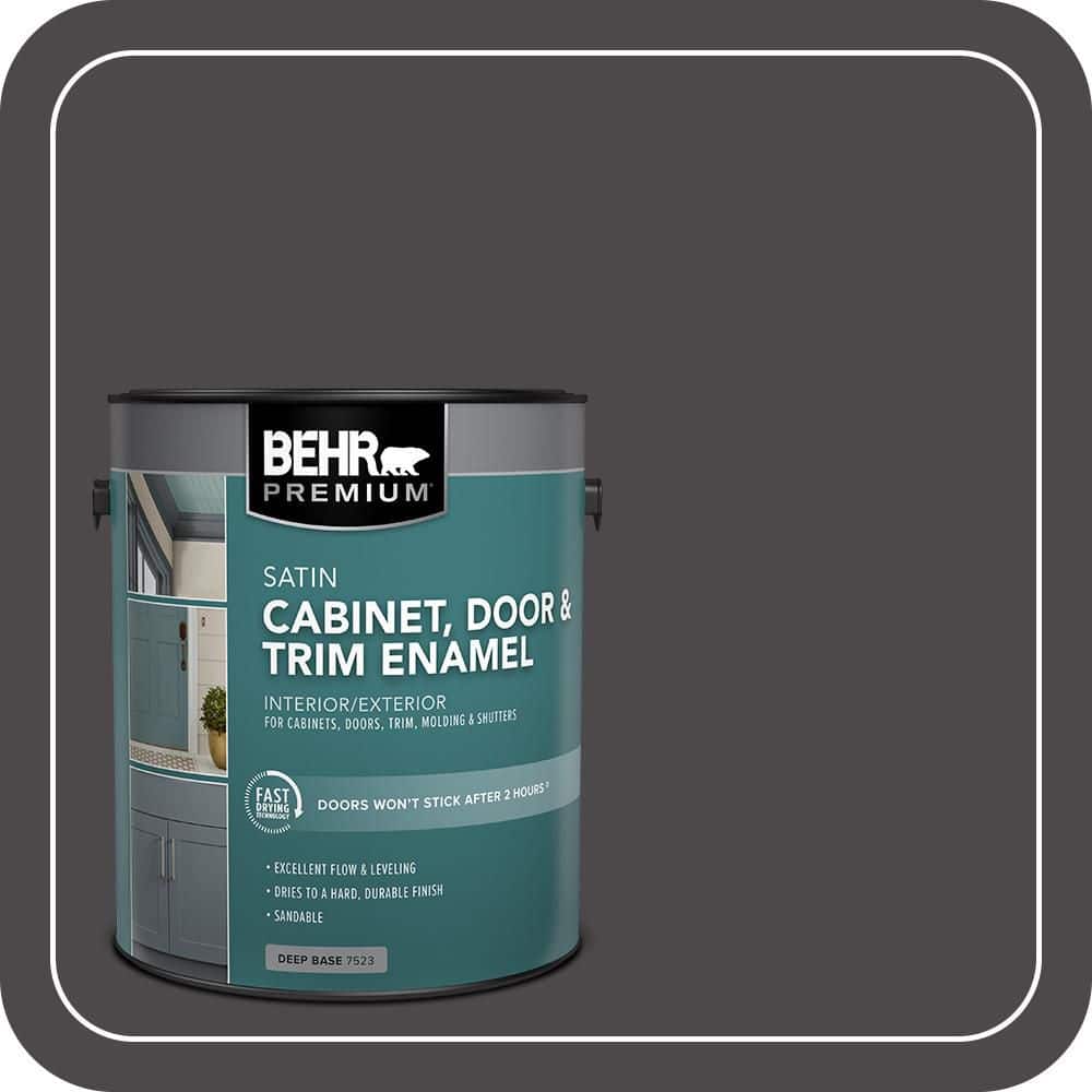 BEHR PREMIUM 1 gal. #N530-7 Private Black Satin Enamel Interior/Exterior Cabinet, Door & Trim Paint