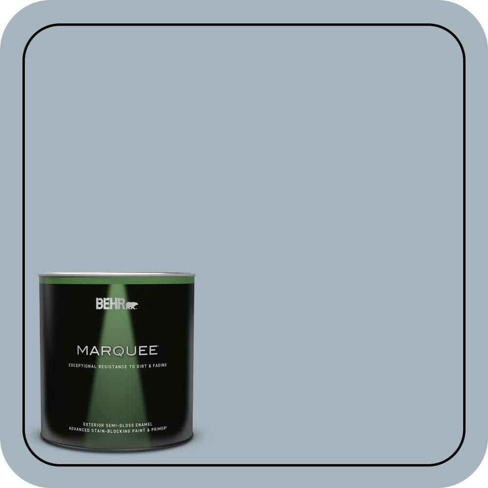 BEHR MARQUEE 1 qt. #N480-3 Shadow Blue Semi-Gloss Enamel Exterior Paint & Primer