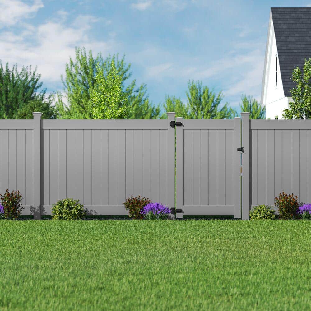 Barrette Outdoor Living Linden 4 ft. x 6 ft. Gray Vinyl Fence Gate Kit (2)