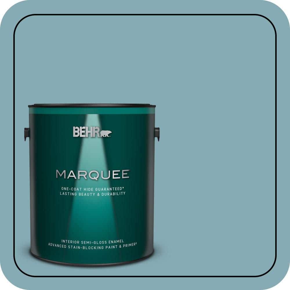 BEHR MARQUEE 1 gal. #S450-4 Crashing Waves One-Coat Hide Semi-Gloss Enamel Interior Paint & Primer