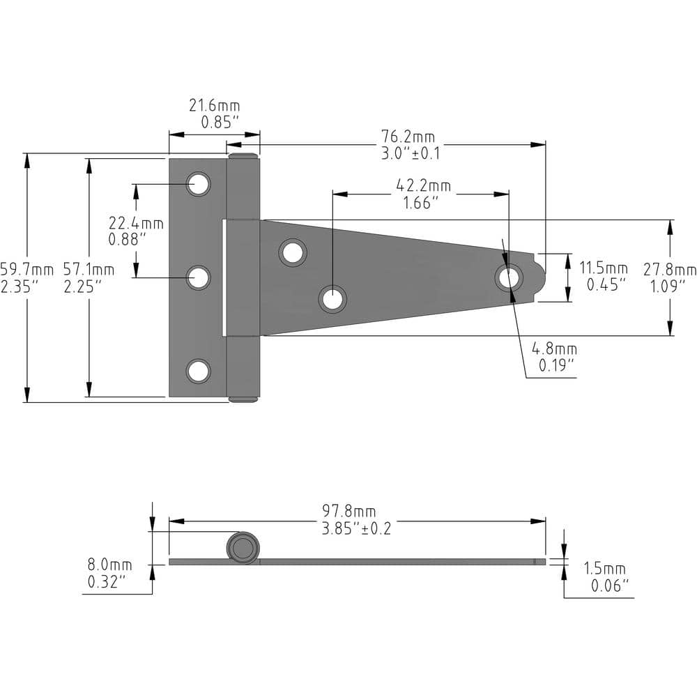 Everbilt (2-Pack) 3 in. Zinc-Plated Tee Hinge (2)