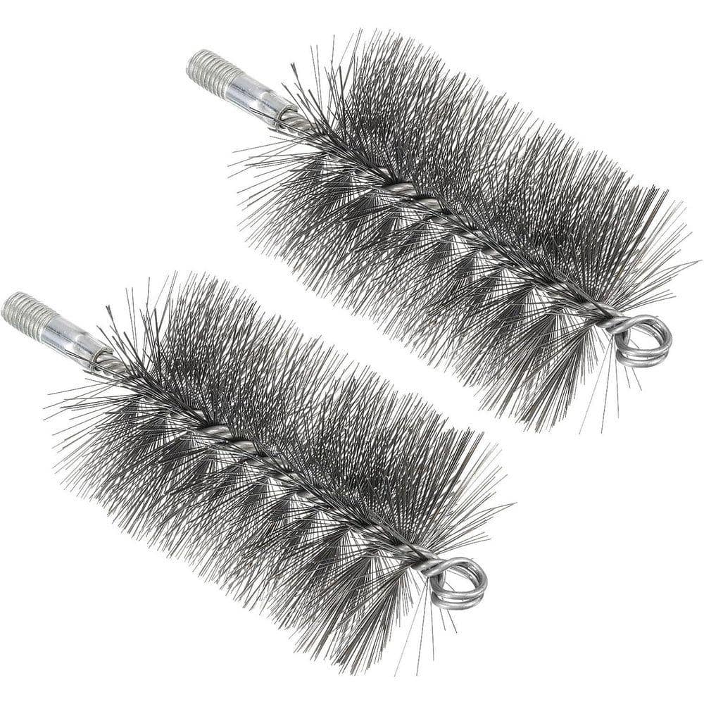 KIWDZFU 3 in. Chimney Cleaning Brush Steel Wire Bristle M12 Threaded 80mm Diameter 2-Pack