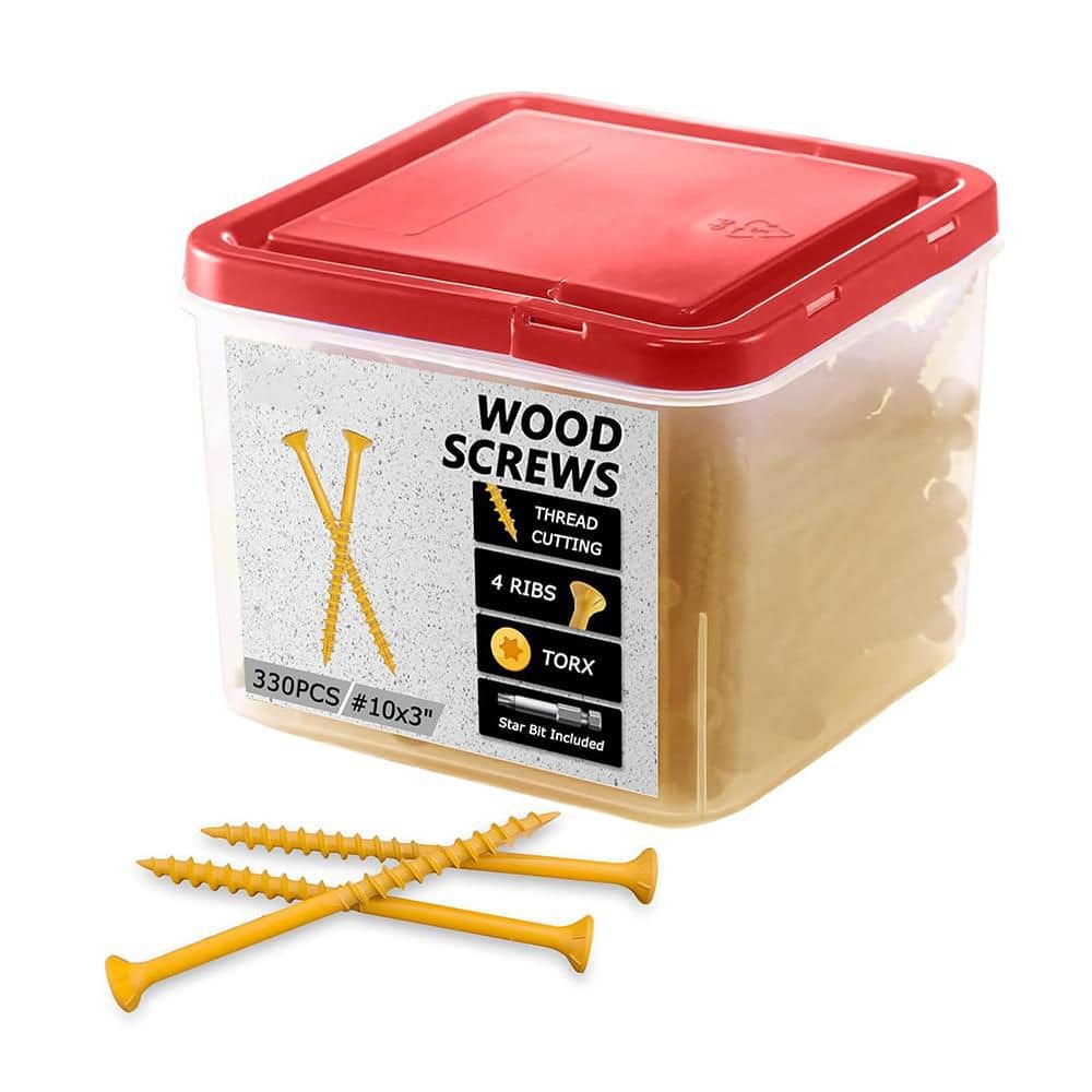 Afoxsos 3in. Rust Resistant Exterior Epoxy Coated Wood Screws w/Torx/Star Drive Head,T25 Star Bit for Outdoor Decking, 330-Piece (1)