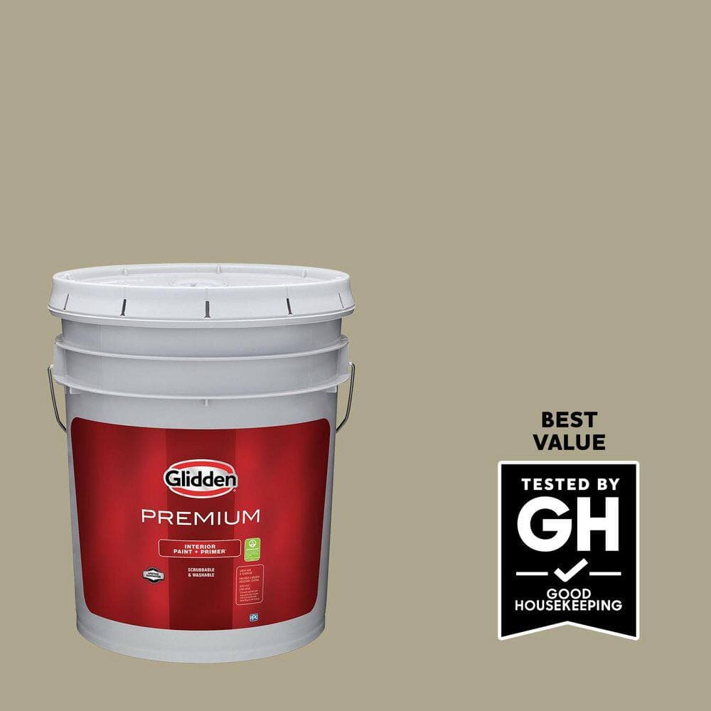 Glidden Premium 5 gal. PPG1027-4 Olive Gray Semi-Gloss Interior Latex Paint