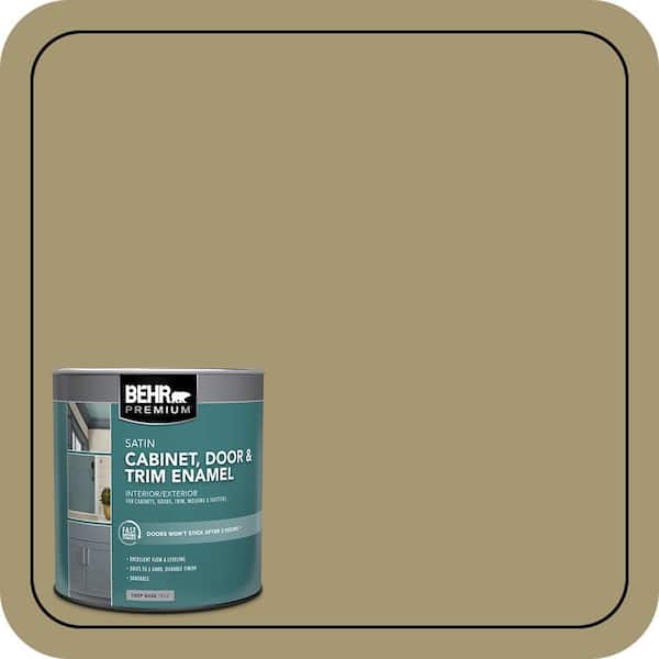 BEHR PREMIUM 1 qt. #S330-5 Dried Chive Satin Enamel Interior/Exterior Cabinet, Door & Trim Paint (2)