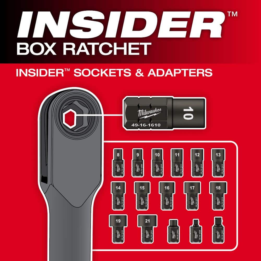 Milwaukee M12 FUEL INSIDER 12V Lithium-Ion Brushless Cordless 1/4 in. - 3/8 in. Extended Reach Box Ratchet (Tool-Only) (4)