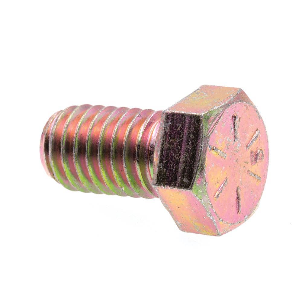 Prime-Line 7/16 in.-14 x 3/4 in. Grade 8 Yellow Zinc Plated Steel Hex Head Cap Screws (10-Pack)
