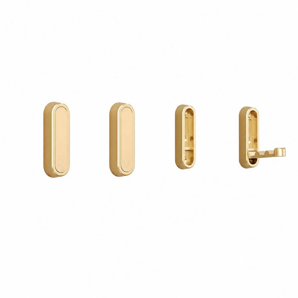 Unbranded J-Hook Brushed Nickel 4 Pack Brushed Gold Zinc Alloy Foldable Robe Hook Towel Hook Wall Mounted Heavy Duty Coat Hanger (1)