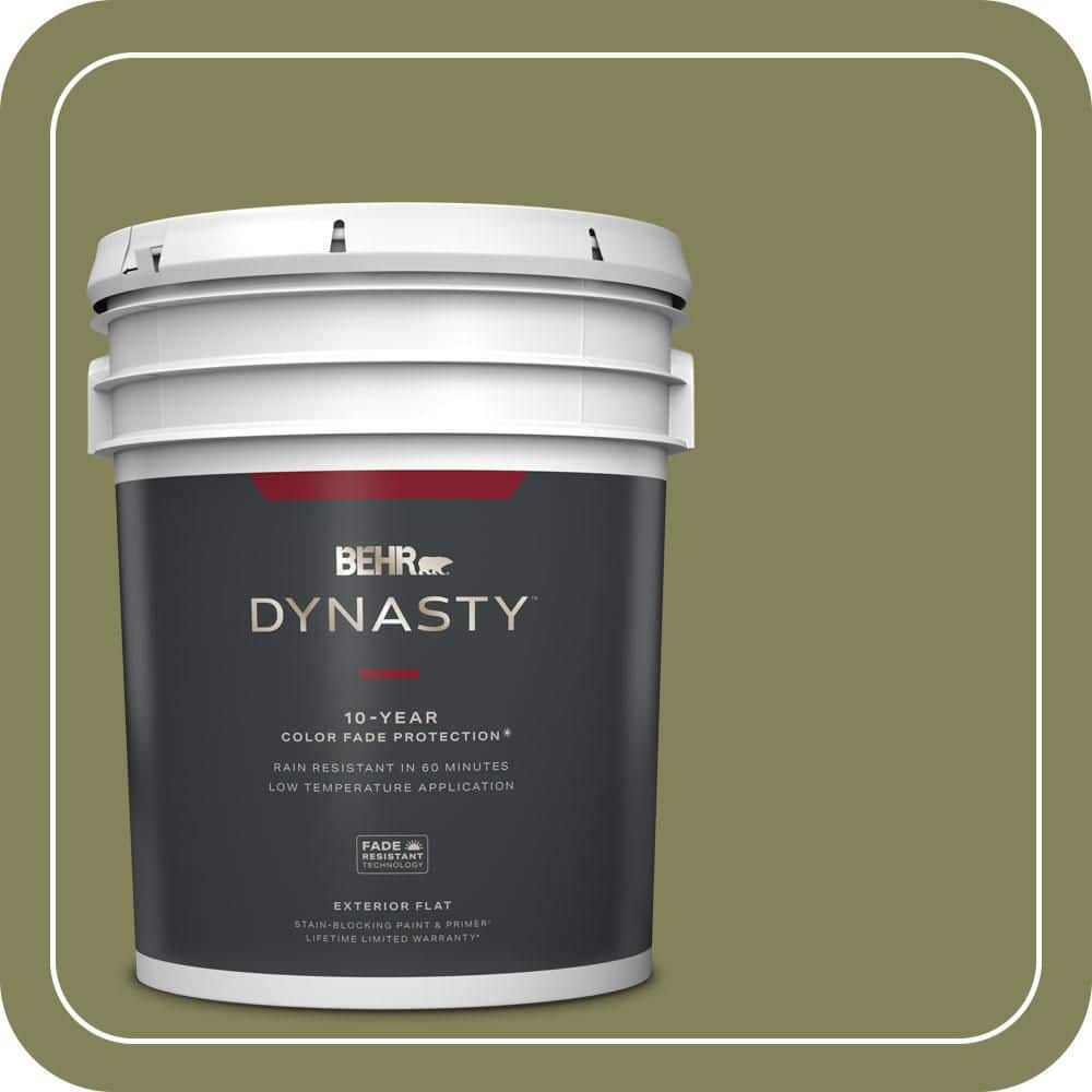 BEHR DYNASTY 5 gal. #PMD-47 Martini Olive Flat Exterior Stain-Blocking Paint & Primer
