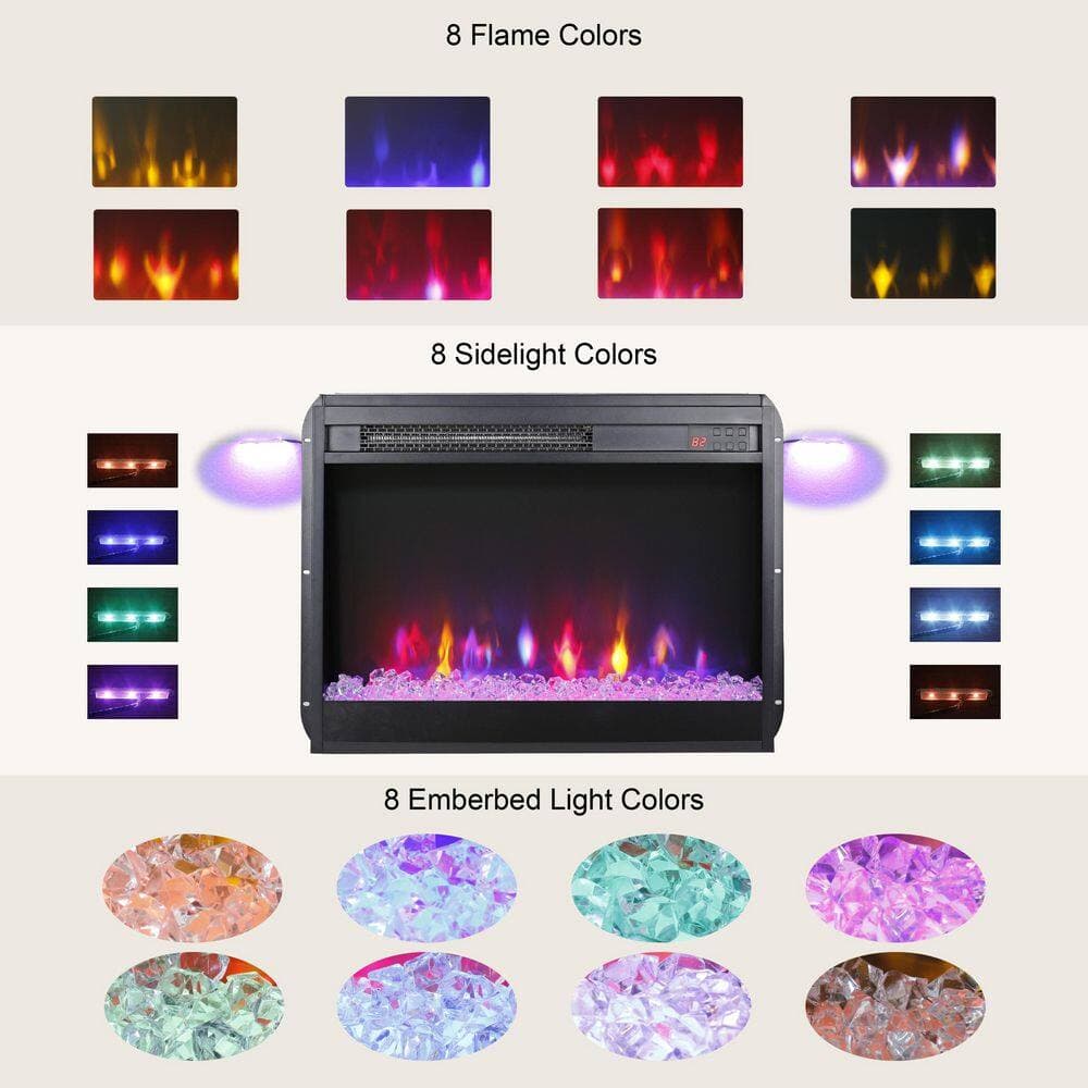 Kadehome 23 in. W 5000BTU Recessed Electric Fireplace Insert with Overheat Protection, Timer Setting (2)