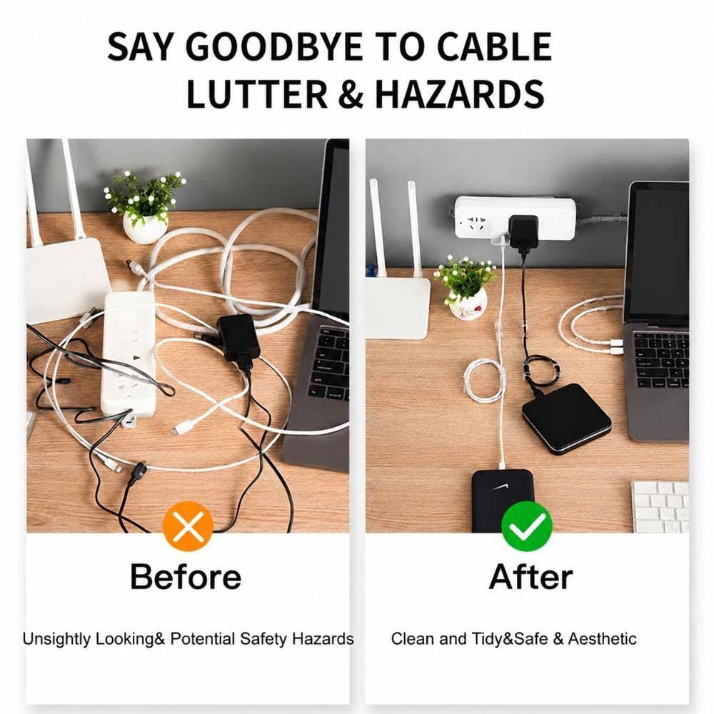 Unbranded 80-Piece Clear Adhesive Cable Clips with 90 Extra Strips, 1/4 in Cord Holders for Wall and Desk Cable (3)