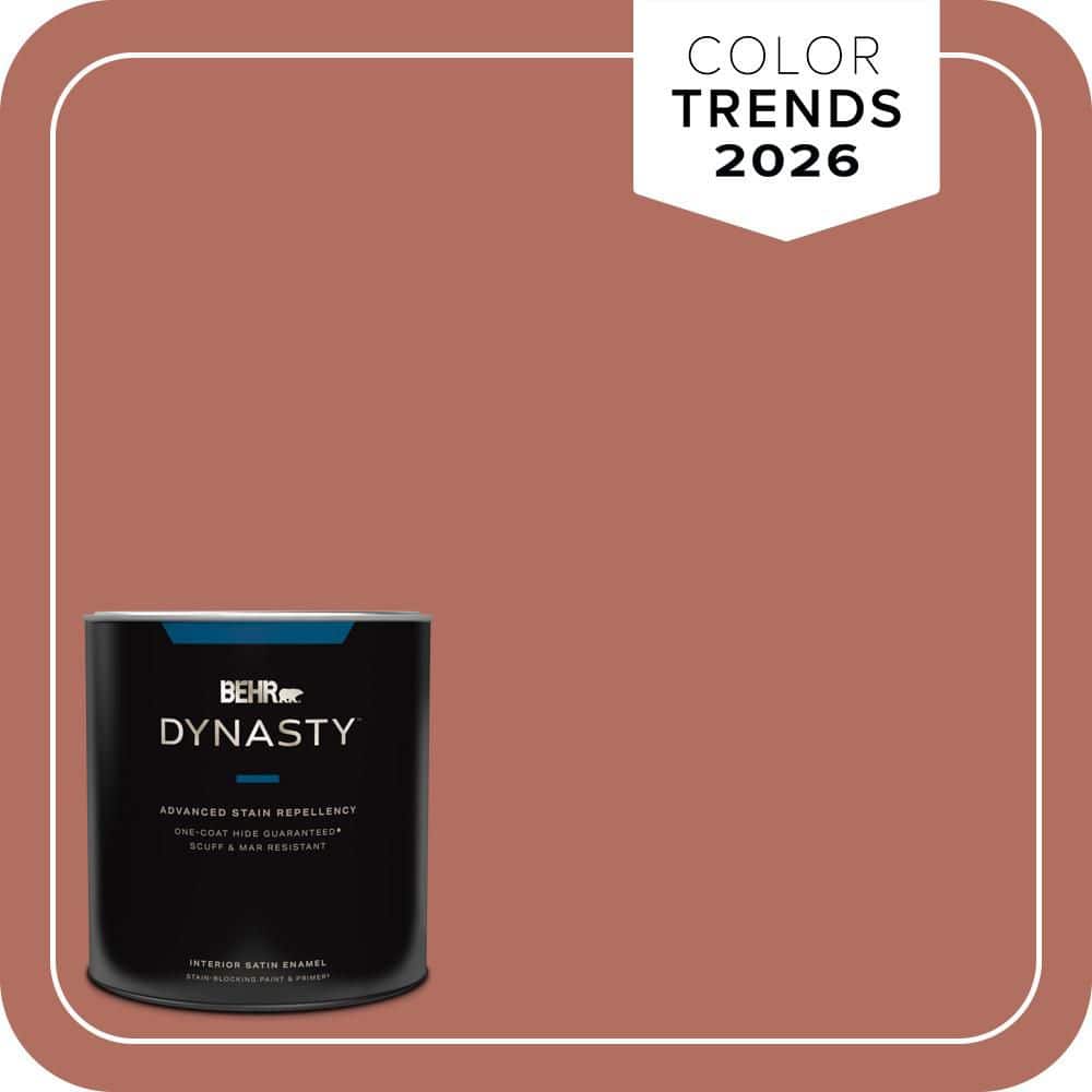 BEHR DYNASTY 1 qt. #PPU2-12 Terra Cotta Urn One-Coat Hide Satin Enamel Interior Stain-Blocking Paint & Primer