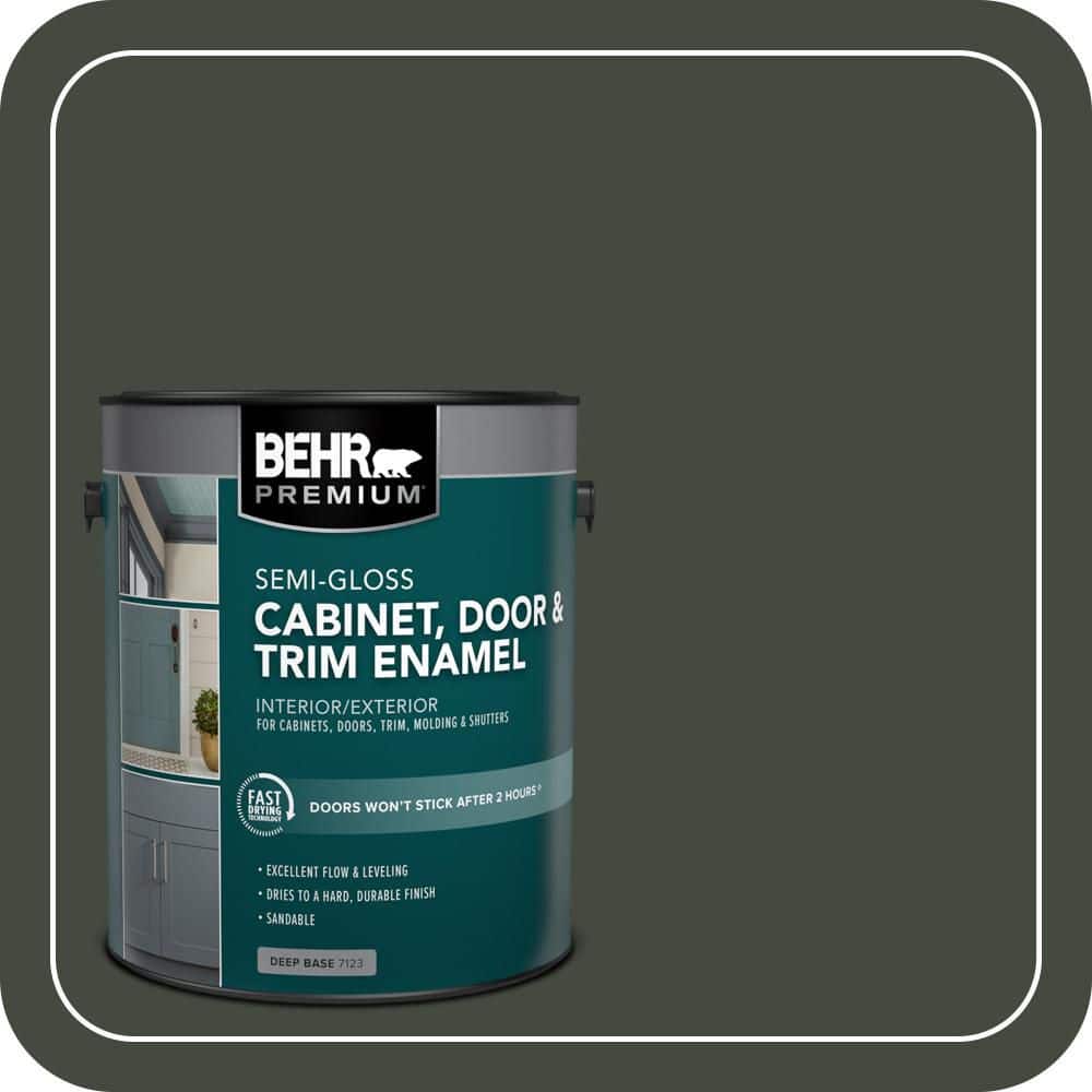 BEHR PREMIUM 1 gal. #BXC-12 Deep Forest Semi-Gloss Enamel Interior/Exterior Cabinet, Door & Trim Paint