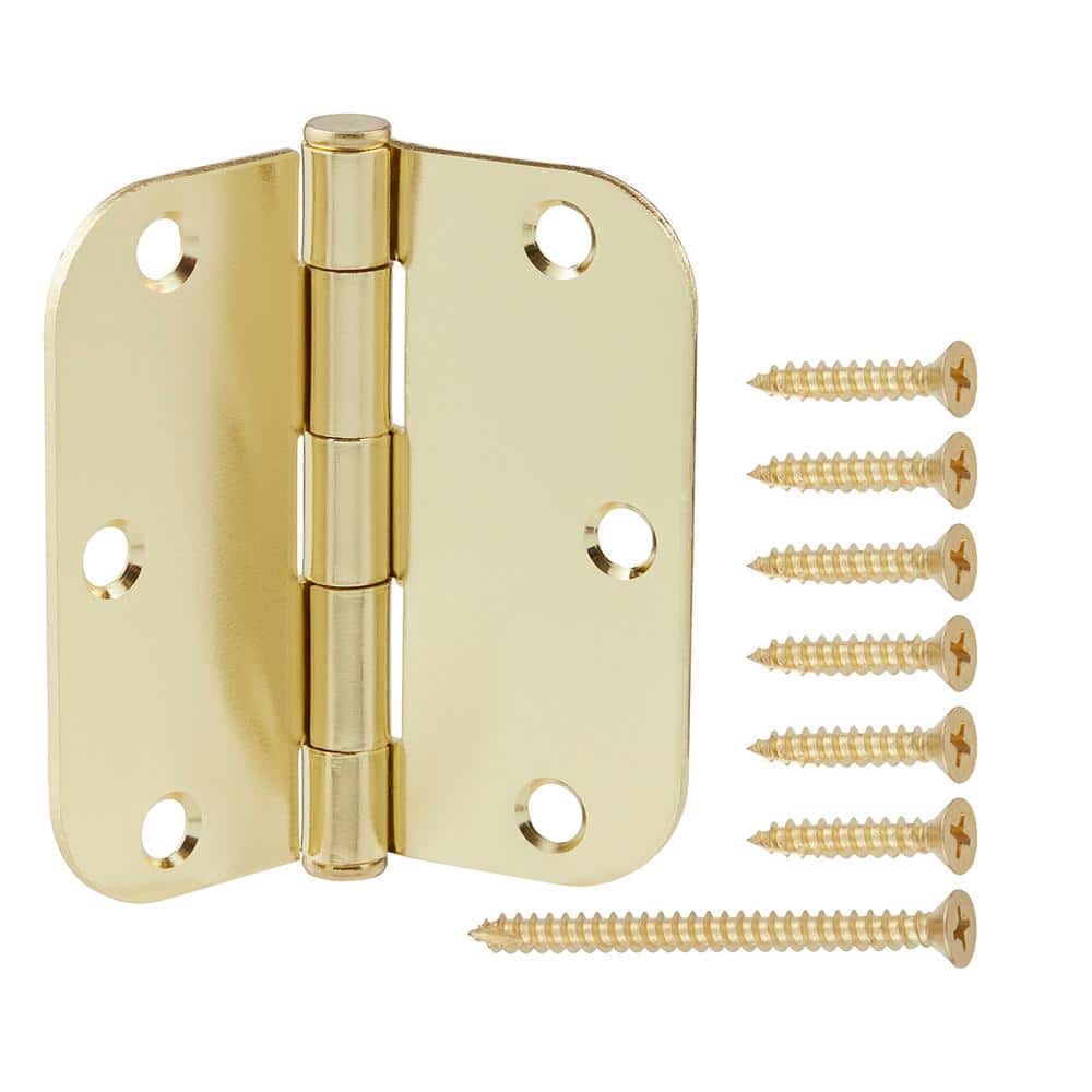 Everbilt 3-1/2 in. x 5/8 in. Radius Bright Brass Squeak-Free Door Hinge