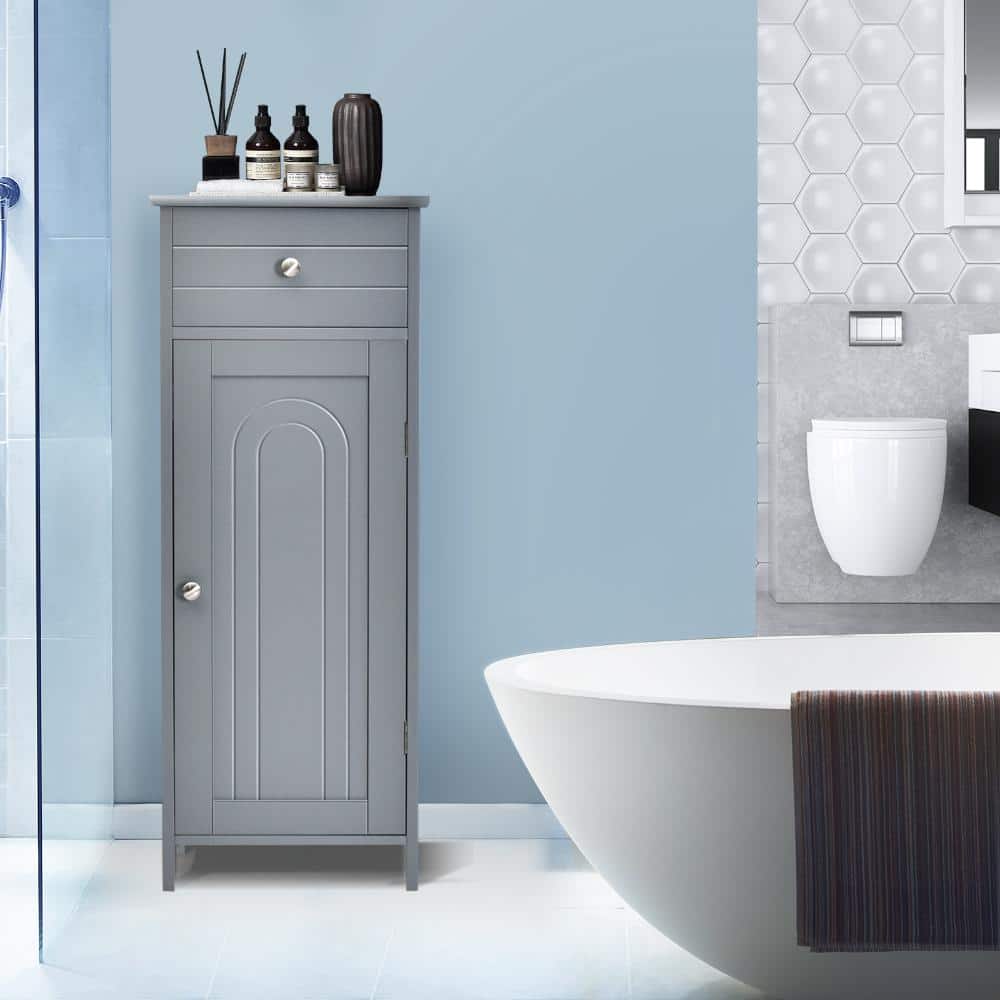 Volenca Freestanding Floor Storage Cabinet, Drawer and Shelf, Bathroom or Entryway Organizer (2)